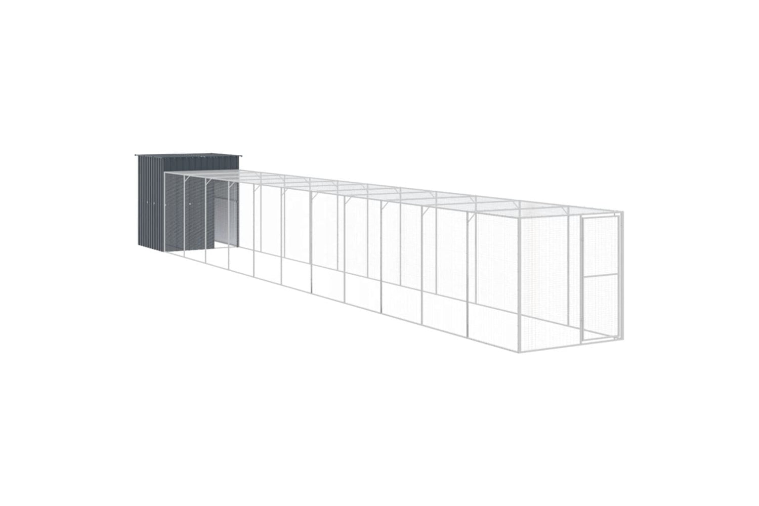 vidaXL 3189113 Chicken Cage With Run Anthracite 165x1271x181cm Galvanised Steel
