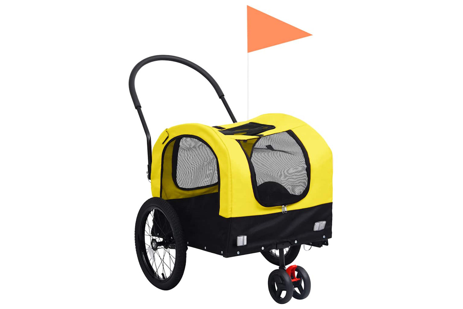 Vidaxl 2-in-1 Pet Bike Trailer & Jogging Stroller Yellow And Black-2