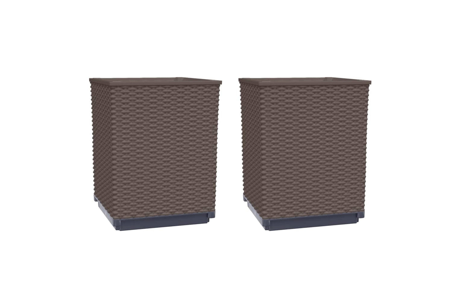 vidaXL 364184 Planters 2 Pcs Brown 30x30x37cm Polypropylene