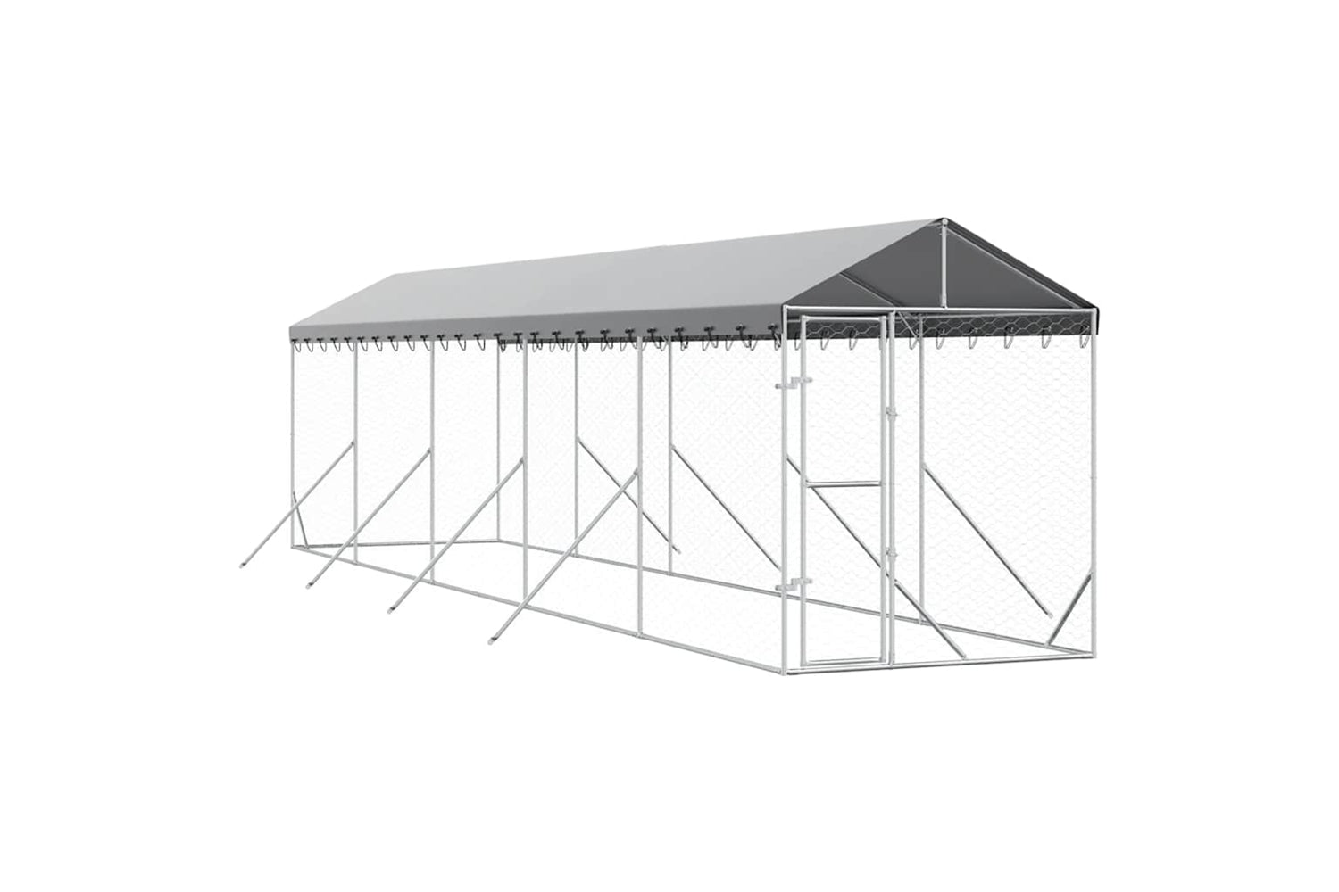 Vidaxl 3190484 Outdoor Dog Kennel With Roof Silver 2x10x2.5 M Galvanised Steel