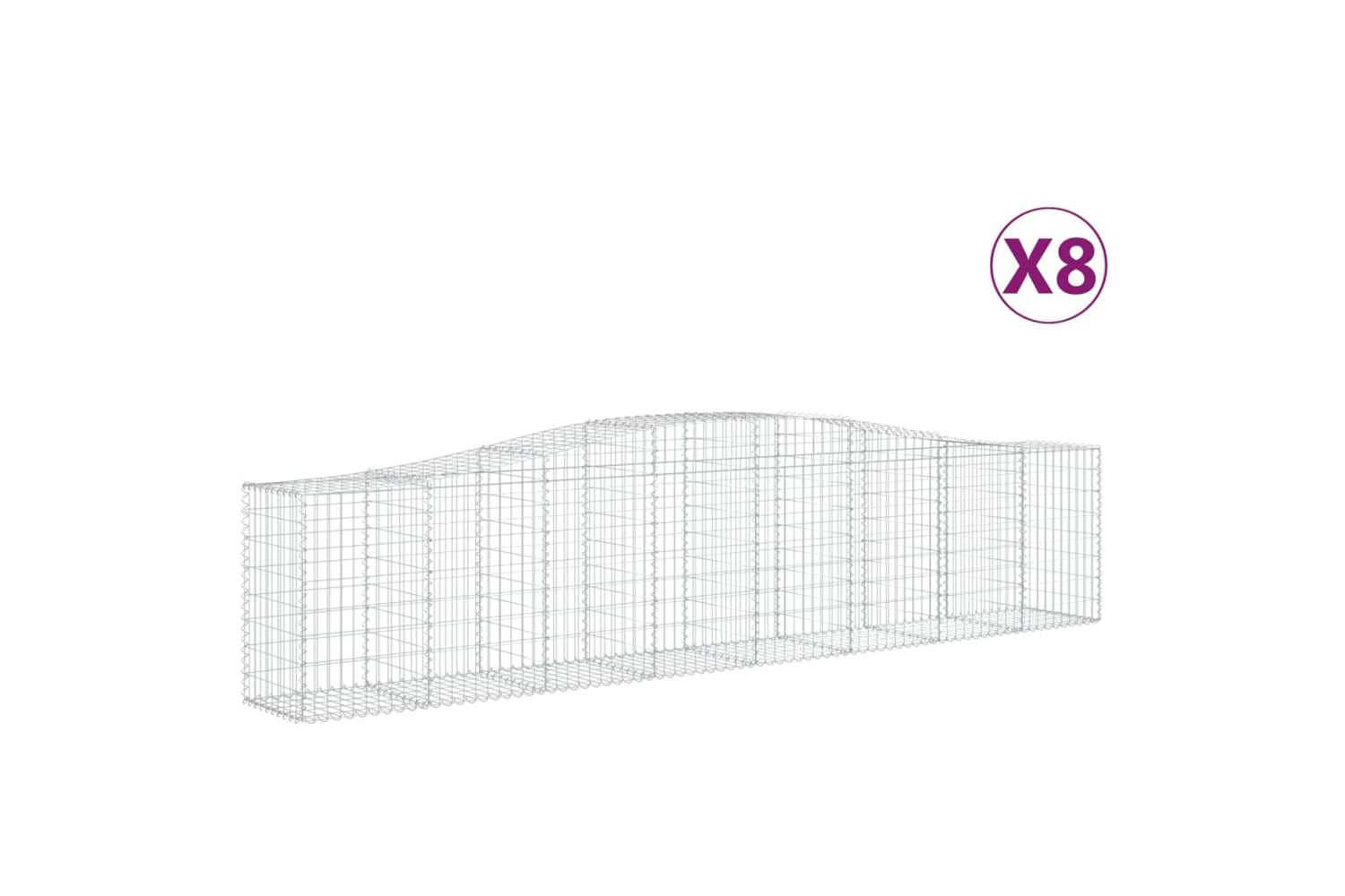 vidaXL 3145949 Arched Gabion Baskets 8 Pcs 400x50x80/100cm Galvanised Iron