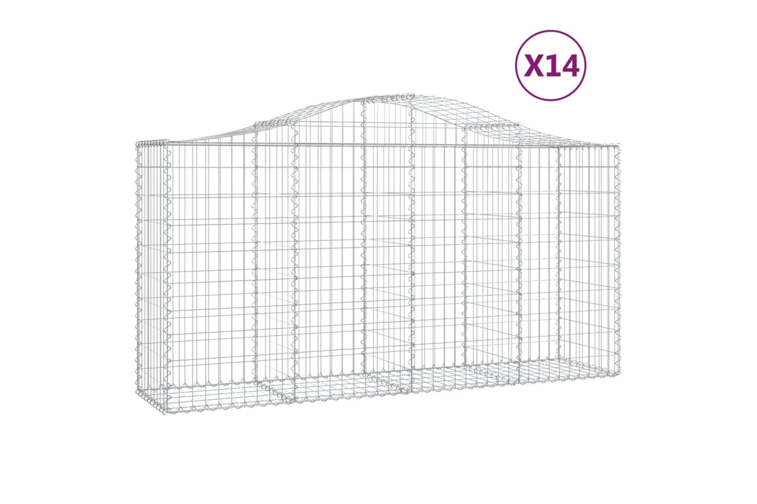 vidaXL 3145652 Arched Gabion Baskets 14 Pcs 200x50x100/120cm Galvanised Iron
