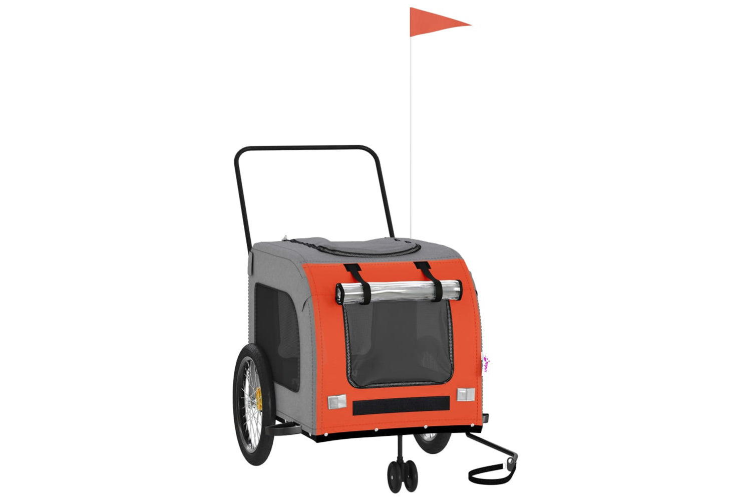 Vidaxl 93858 Pet Bike Trailer Orange And Grey Oxford Fabric And Iron