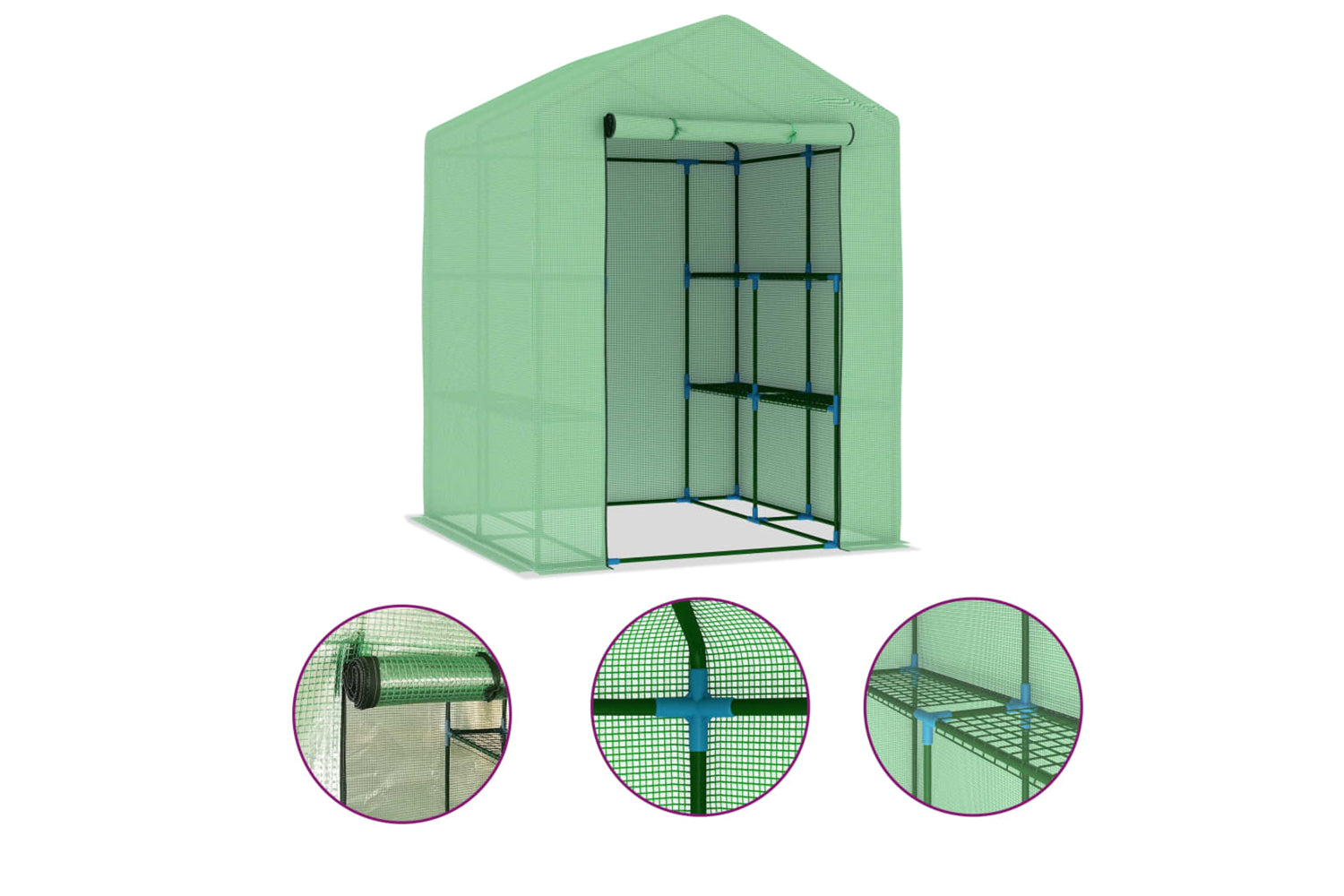 vidaXL 48167 Greenhouse With Shelves Steel 143x143x195cm
