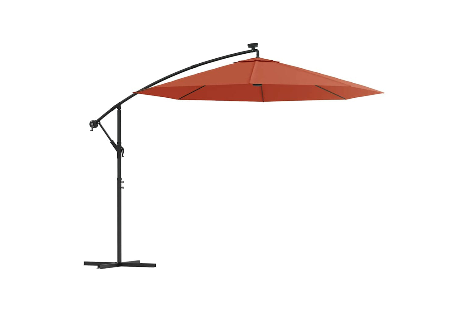 Vidaxl 313781 Cantilever Umbrella With Led Lights And Steel Pole Terracotta