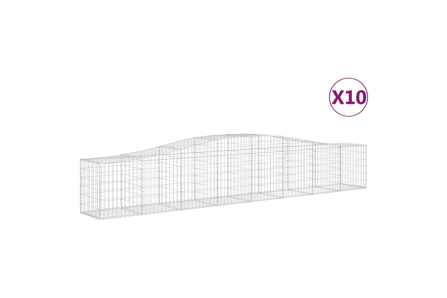 vidaXL 3145938 Arched Gabion Baskets 10 Pcs 400x50x60/80cm Galvanised Iron