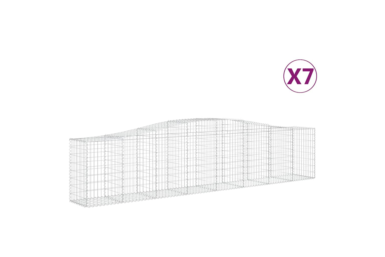vidaXL 3145948 Arched Gabion Baskets 7 Pcs 400x50x80/100cm Galvanised Iron