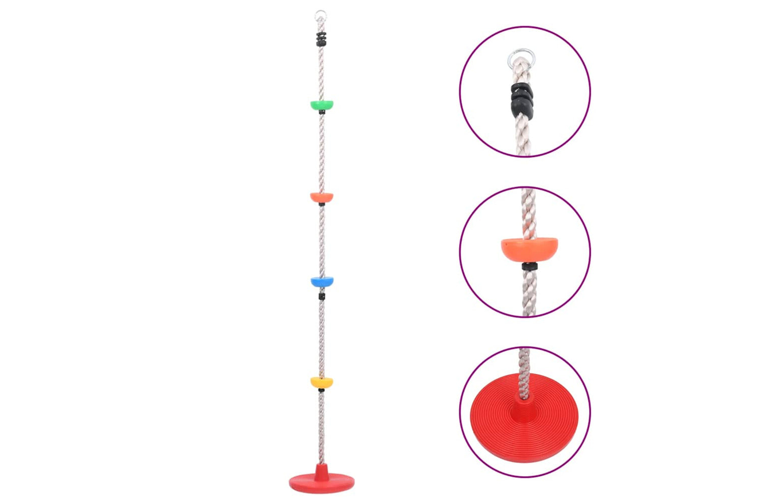 Vidaxl Climbing Rope Swing With Platforms And Disc 200 Cm-2