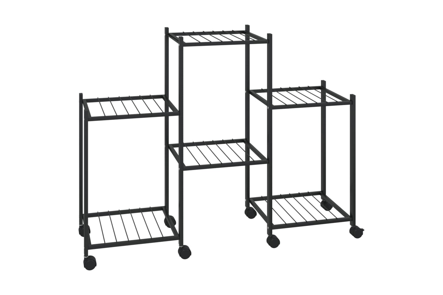 vidaXL 343126 Flower Stand With Wheels 83x25x63.5cm Black Iron