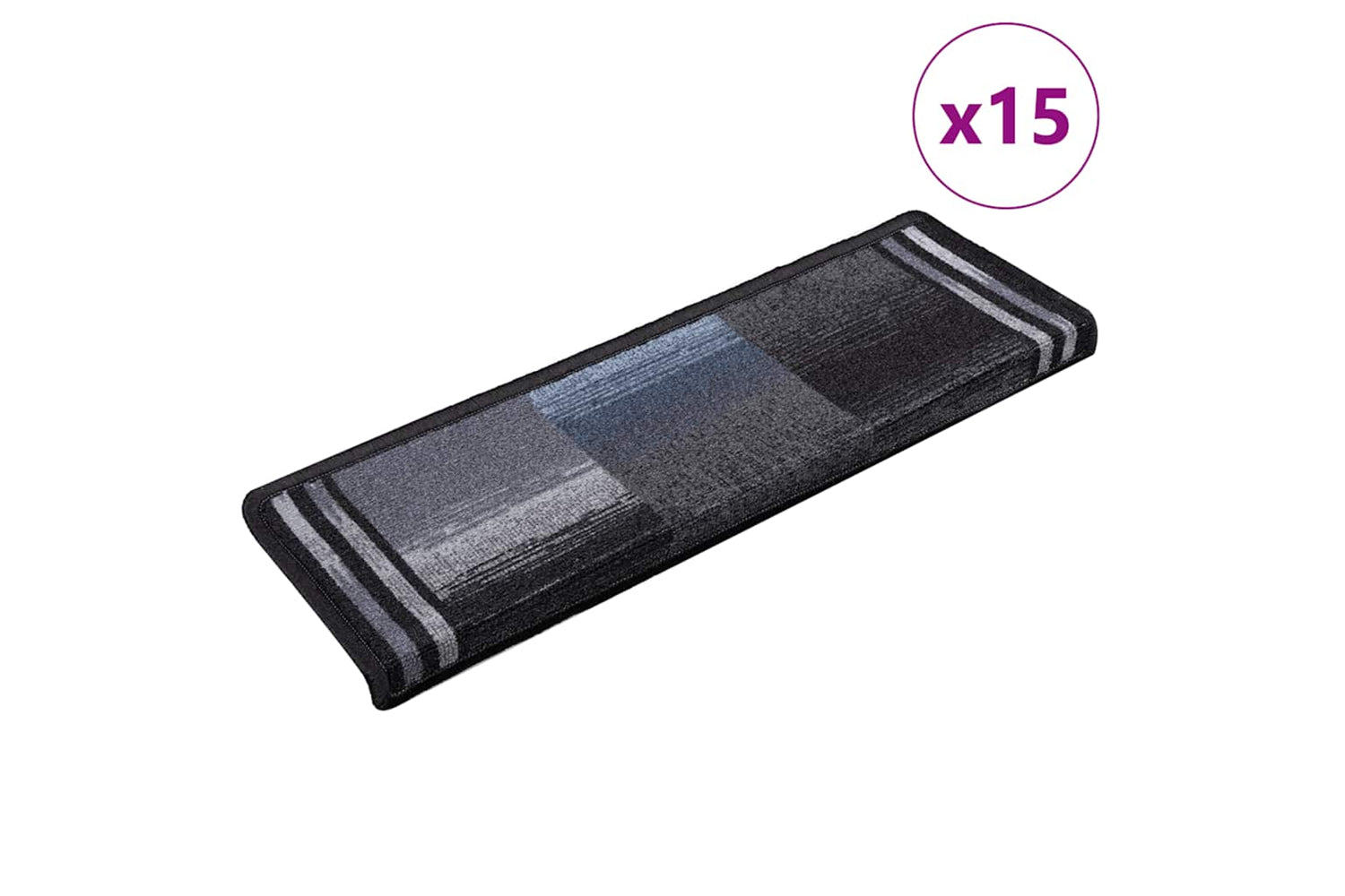 vidaXL 326208 Stair Mats Self-adhesive 15 Pcs 65x21x4cm Black And Grey