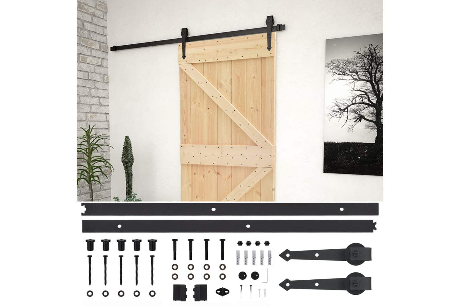 vidaXL 3057501 Sliding Door With Hardware Set 100x210cm Solid Pine Wood-2
