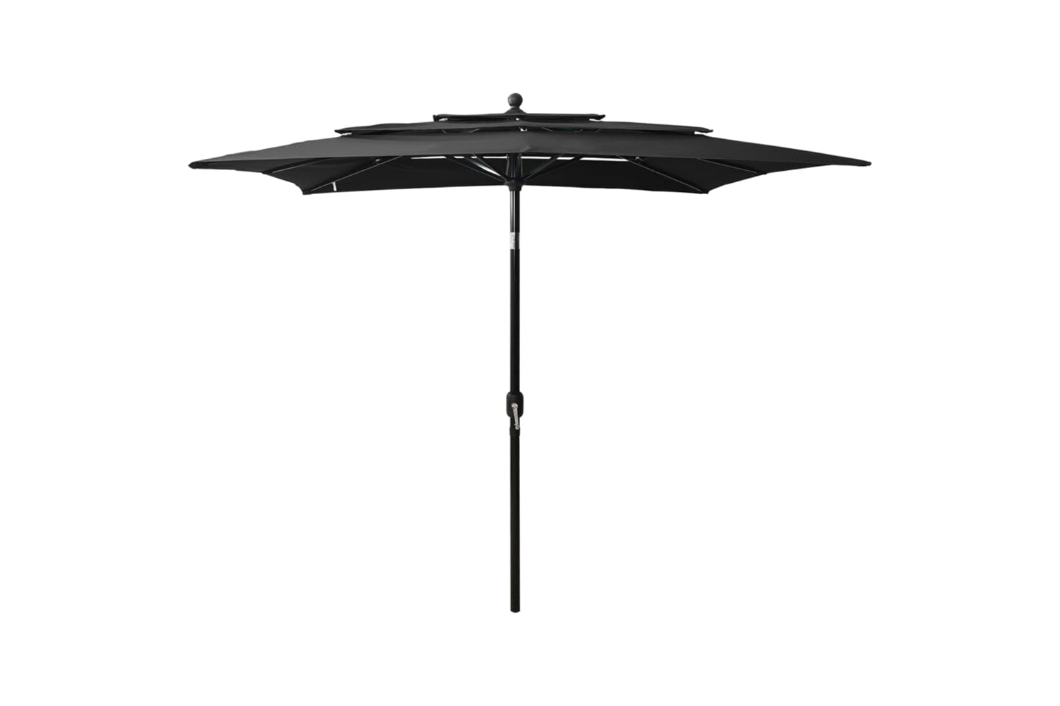 Vidaxl 313842 3-tier Parasol With Aluminium Pole Black 2.5x2.5 M