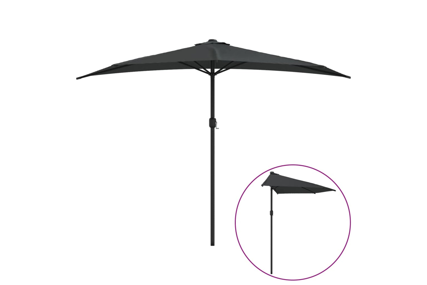 vidaXL 44593 Balcony Parasol With Aluminium Pole Anthracite 300x155cm Half