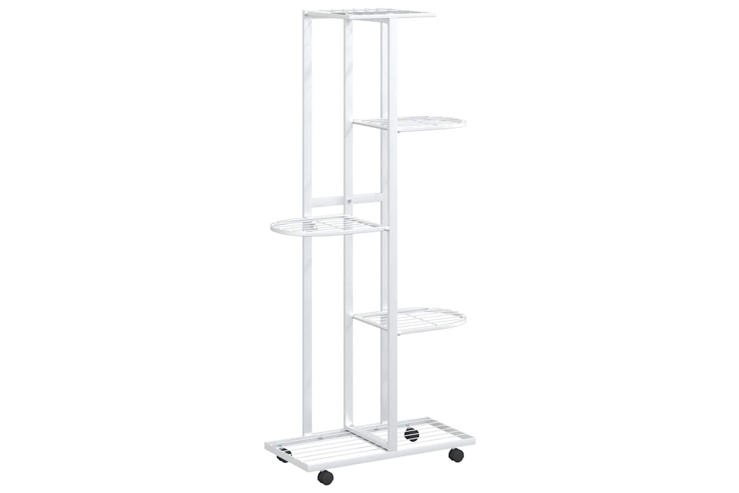 vidaXL 343118 5-floor Flower Stand With Wheels 44x23x100cm White Iron