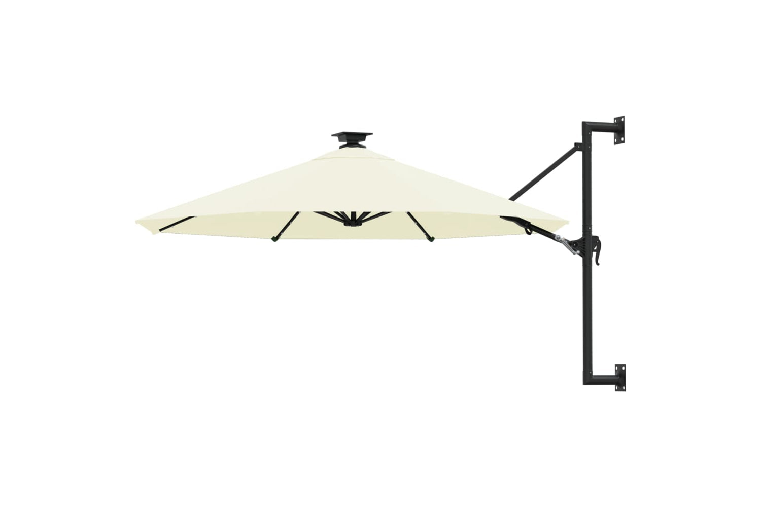 Vidaxl 312522 Wall-mounted Parasol With Leds And Metal Pole 300 Cm Sand