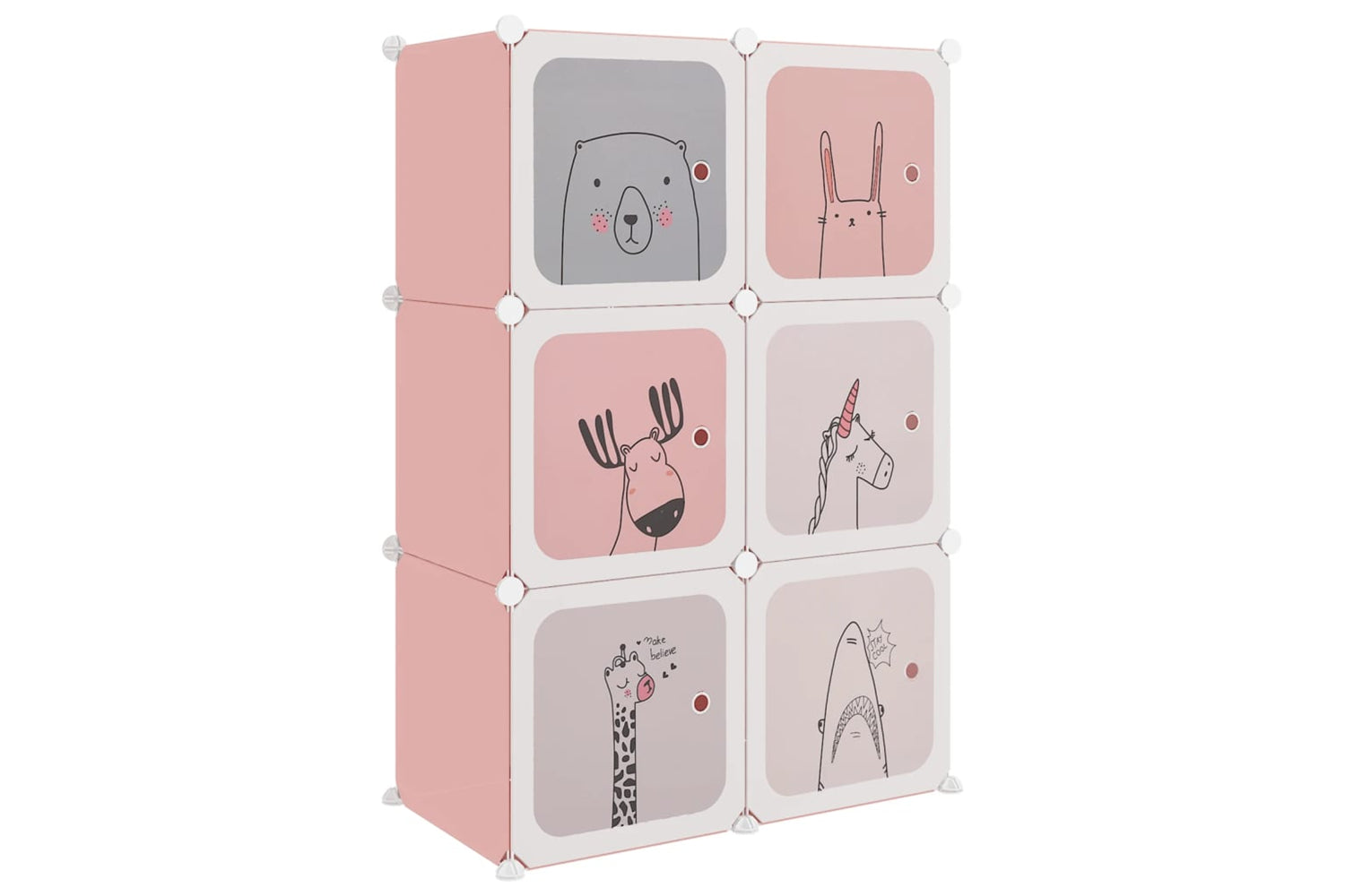 Vidaxl 340578 Cube Storage Cabinet For Kids With 6 Cubes Pink Pp