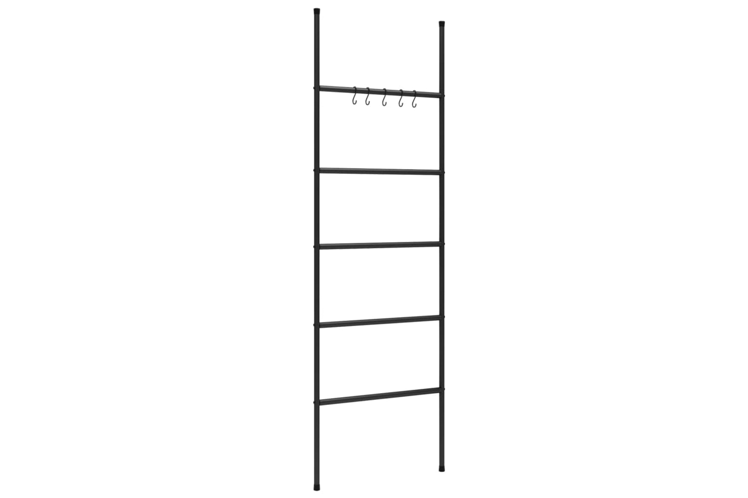 vidaXL 343114 Towel Rack Ladder With 5 Tiers Black 58x175cm Iron