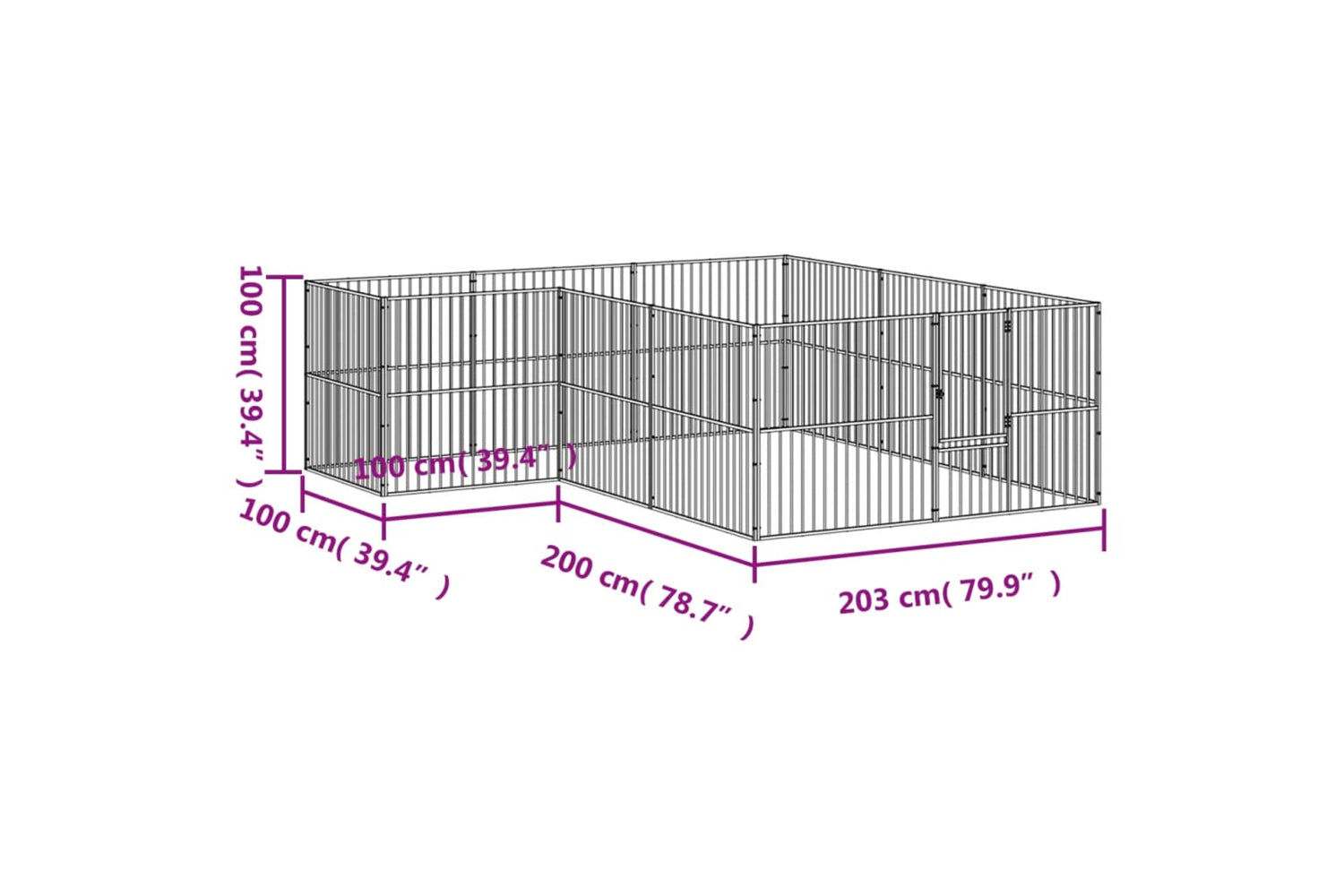 Vidaxl 3209558 Dog Playpen 12 Panels Black Galvanised Steel-8