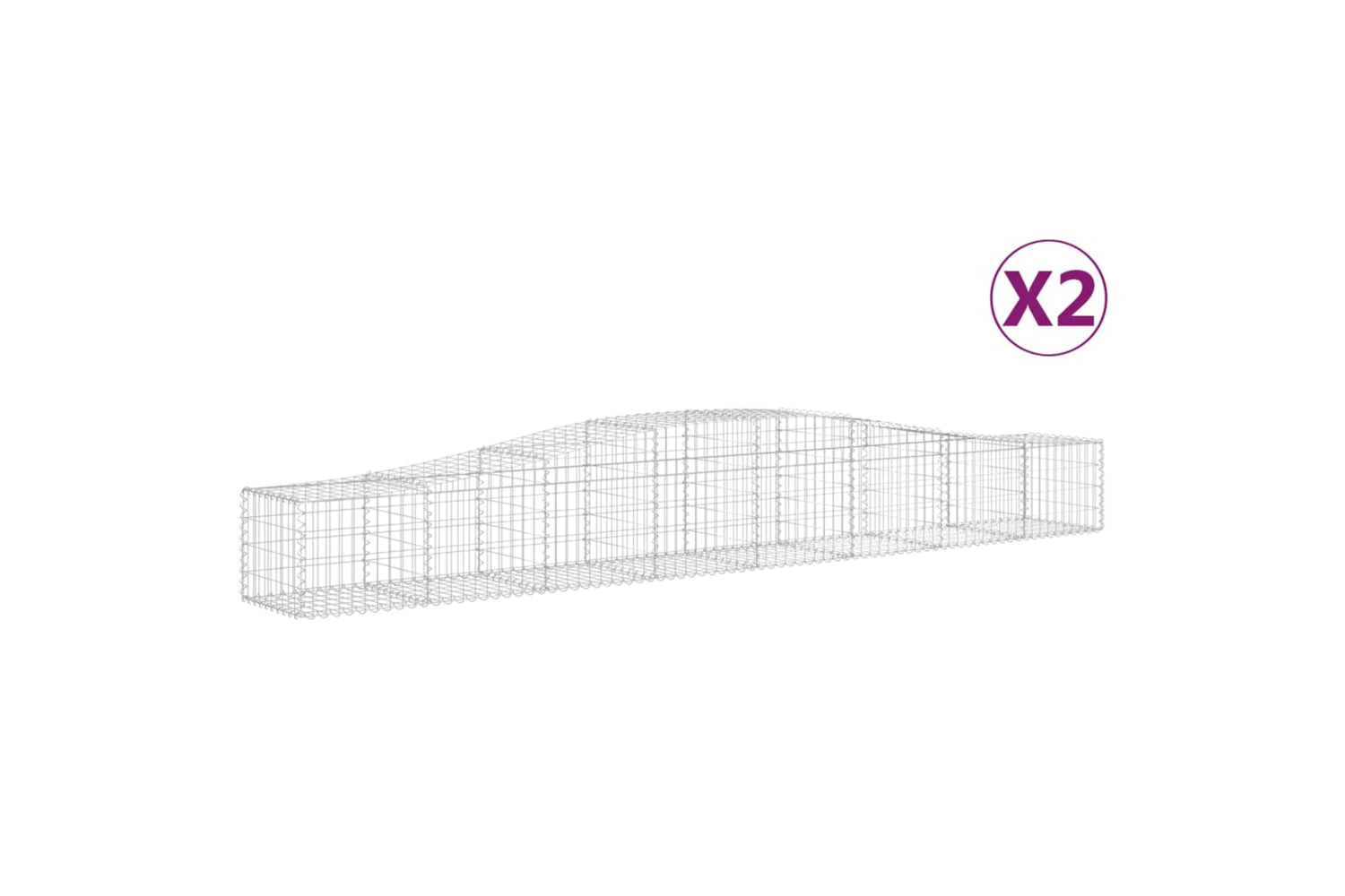 vidaXL 3145917 Arched Gabion Baskets 2 Pcs 400x50x40/60cm Galvanised Iron