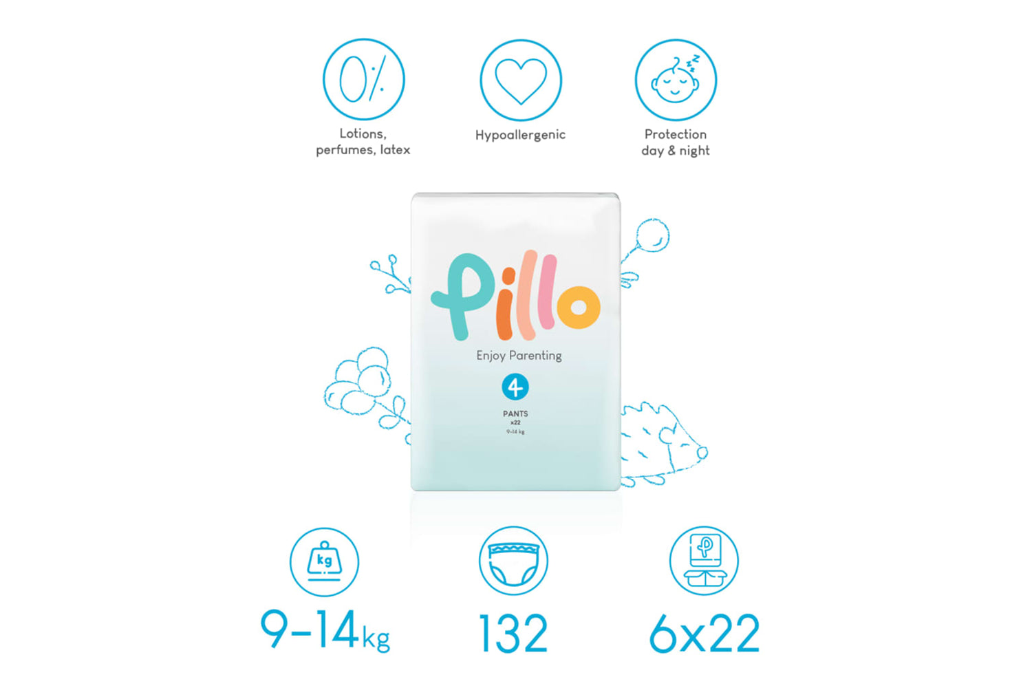 Pillo - 10421 Nappy Pants 132 Pcs Size 4 (9-14 Kg)-7