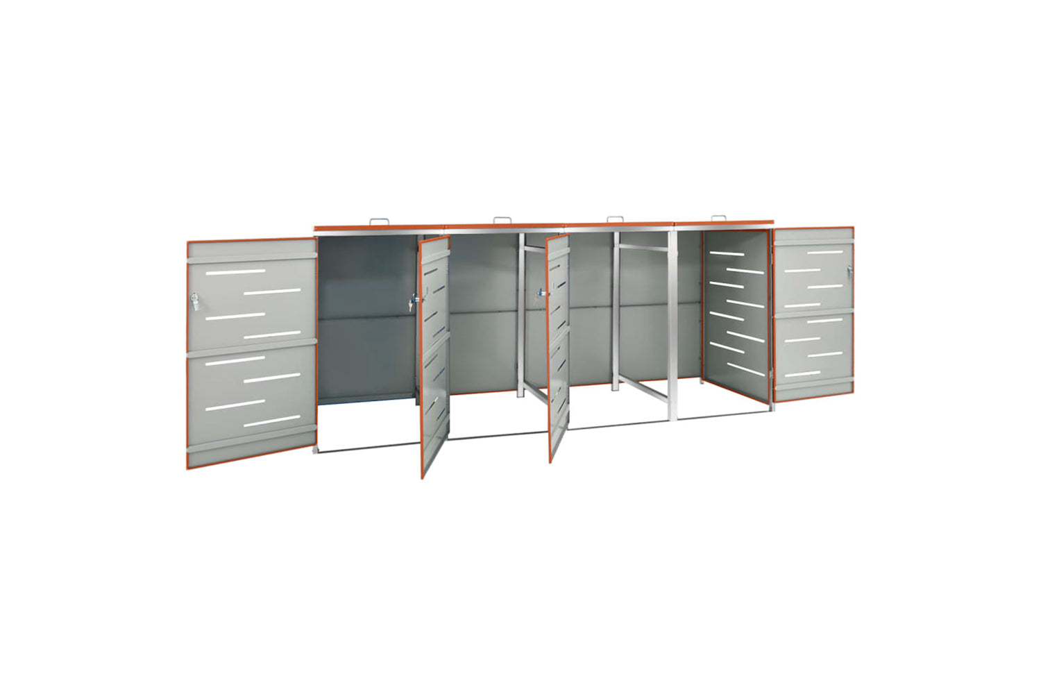 vidaXL Quadruple Wheelie Bin Shed 276.5x77.5x112.5cm Stainless Steel-3