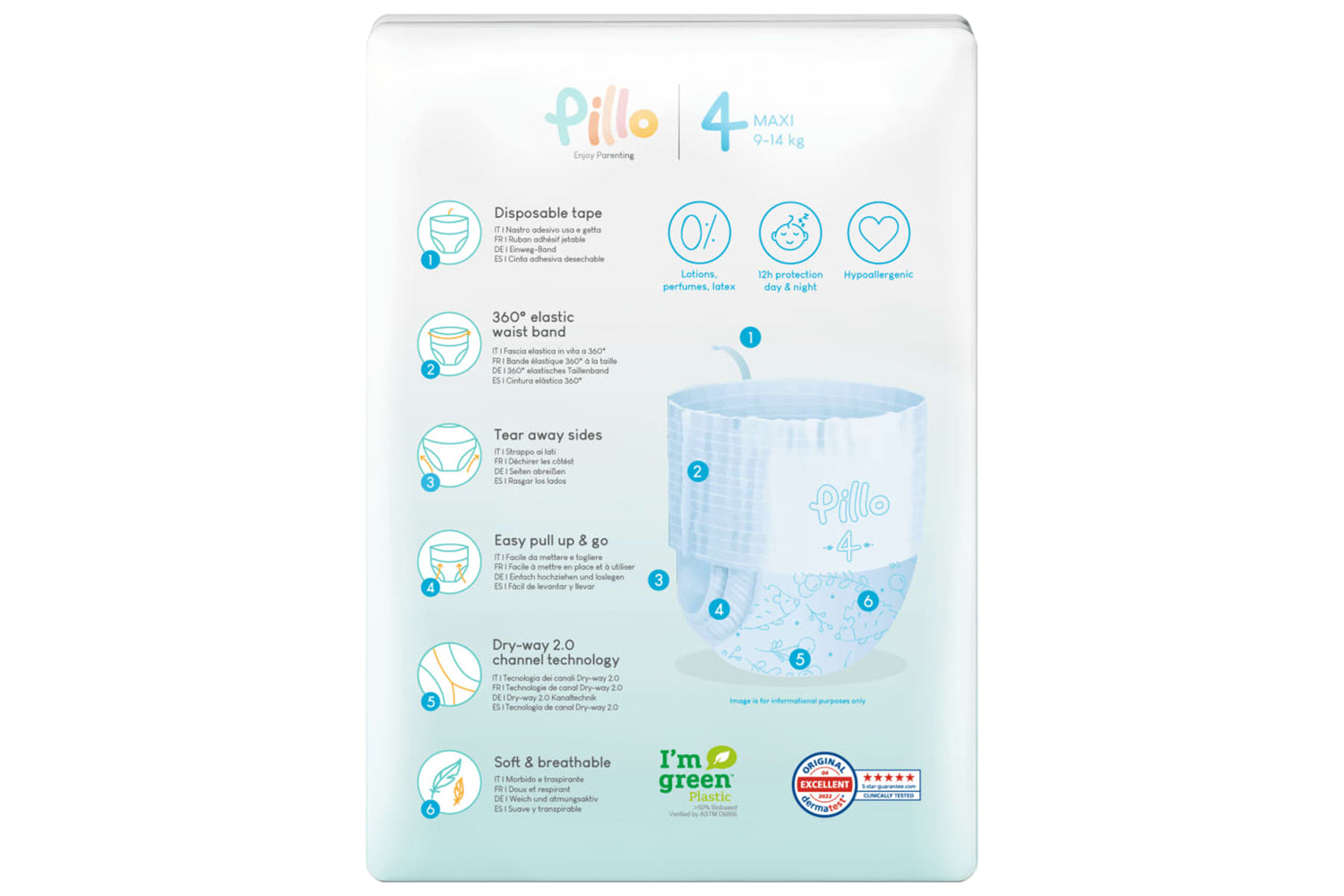 Pillo - 10421 Nappy Pants 132 Pcs Size 4 (9-14 Kg)-2