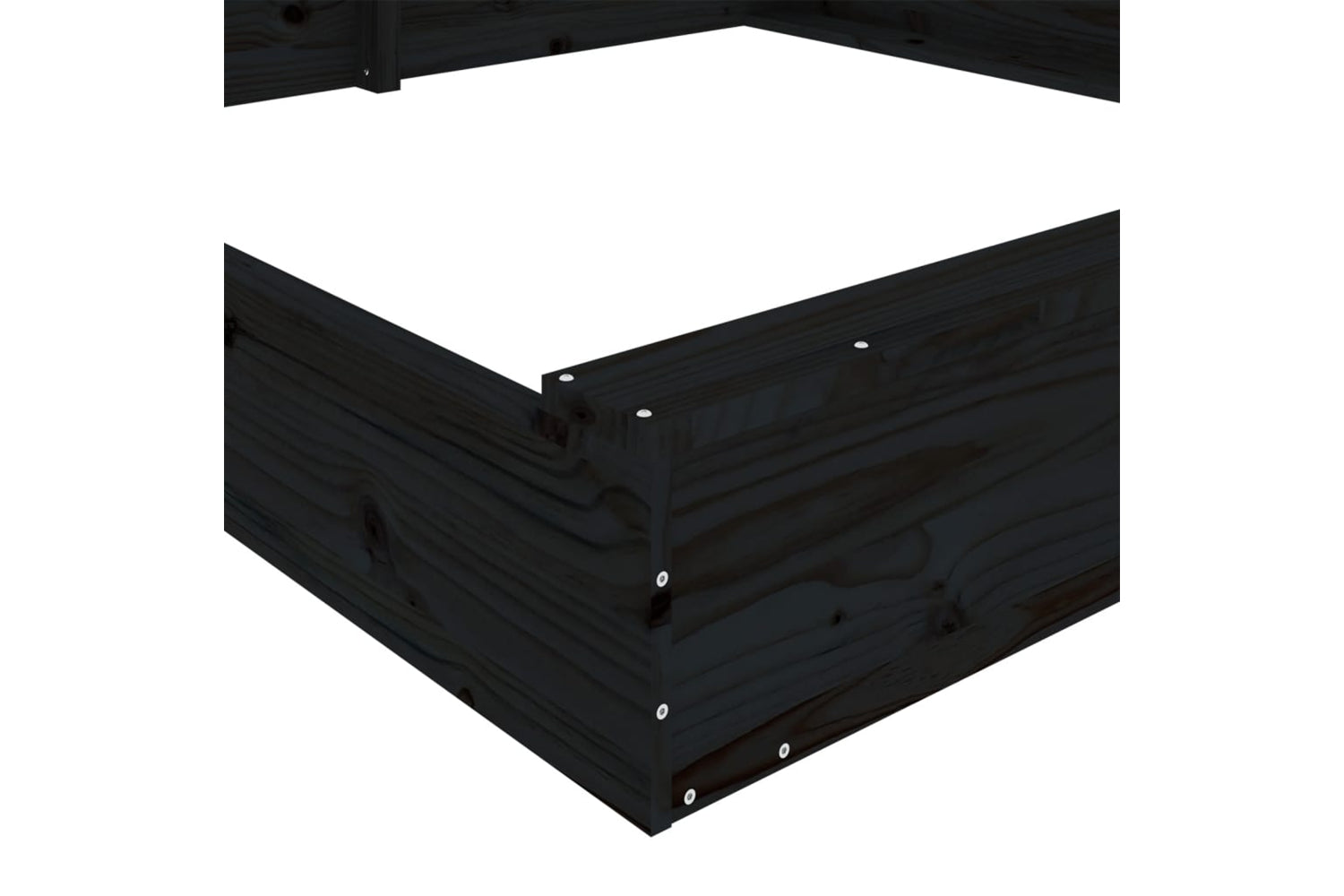 vidaXL 825041 Sandbox With Seats Black Square Solid Wood Pine-6