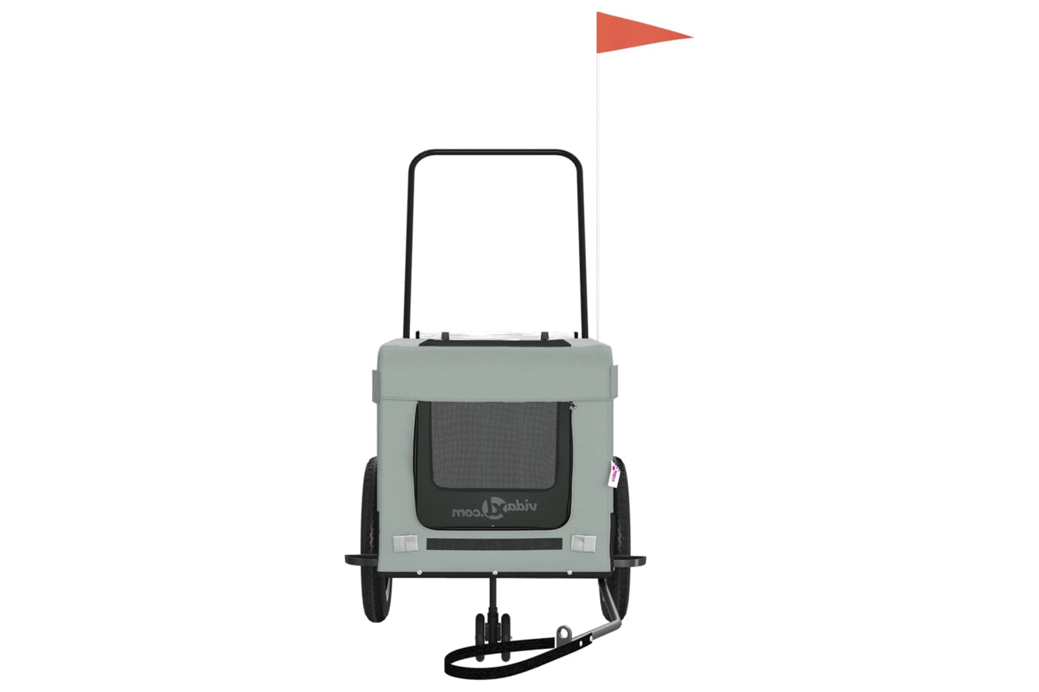 Vidaxl 93930 Pet Bike Trailer Grey And Black Oxford Fabric And Iron-4