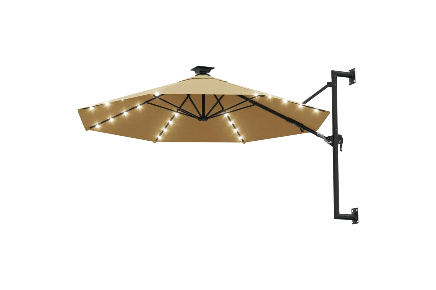 Vidaxl 312525 Wall-mounted Parasol With Leds And Metal Pole 300 Cm Taupe-2
