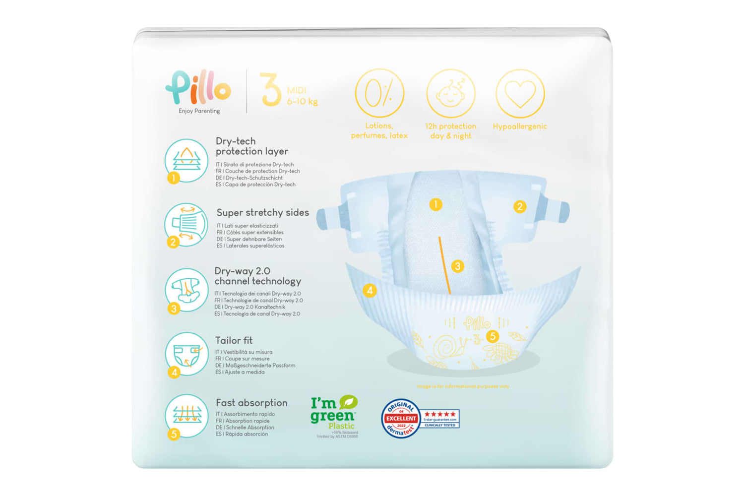 Pillo - 10416 Baby Nappies 168 Pcs Size 3 (6-10 Kg)-3