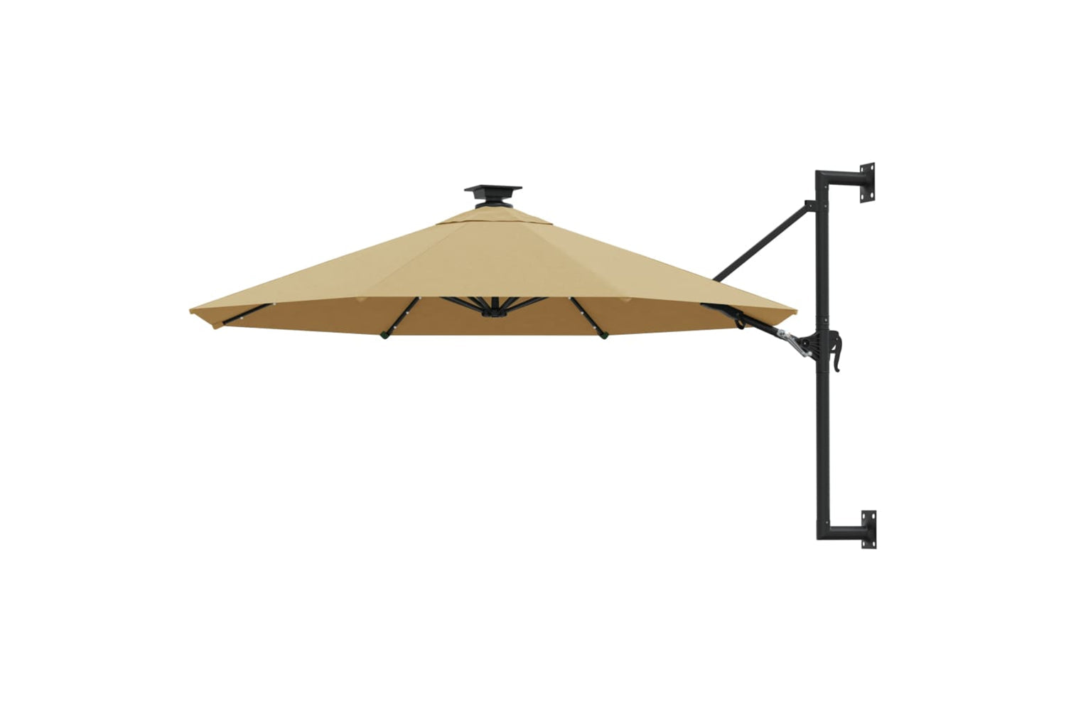 Vidaxl 312525 Wall-mounted Parasol With Leds And Metal Pole 300 Cm Taupe