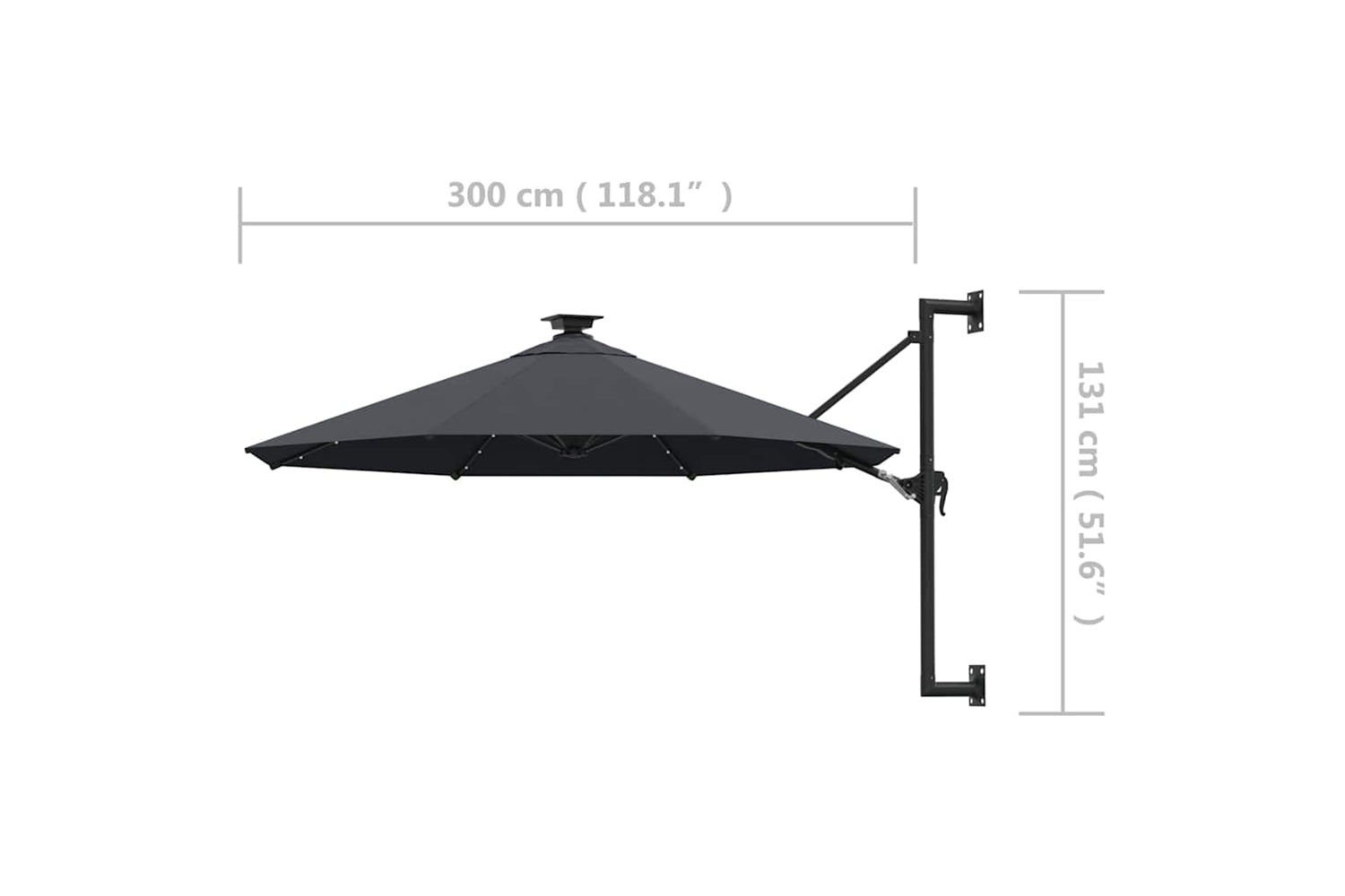 Vidaxl 312524 Wall-mounted Parasol With Leds And Metal Pole 300 Cm Anthracite-9