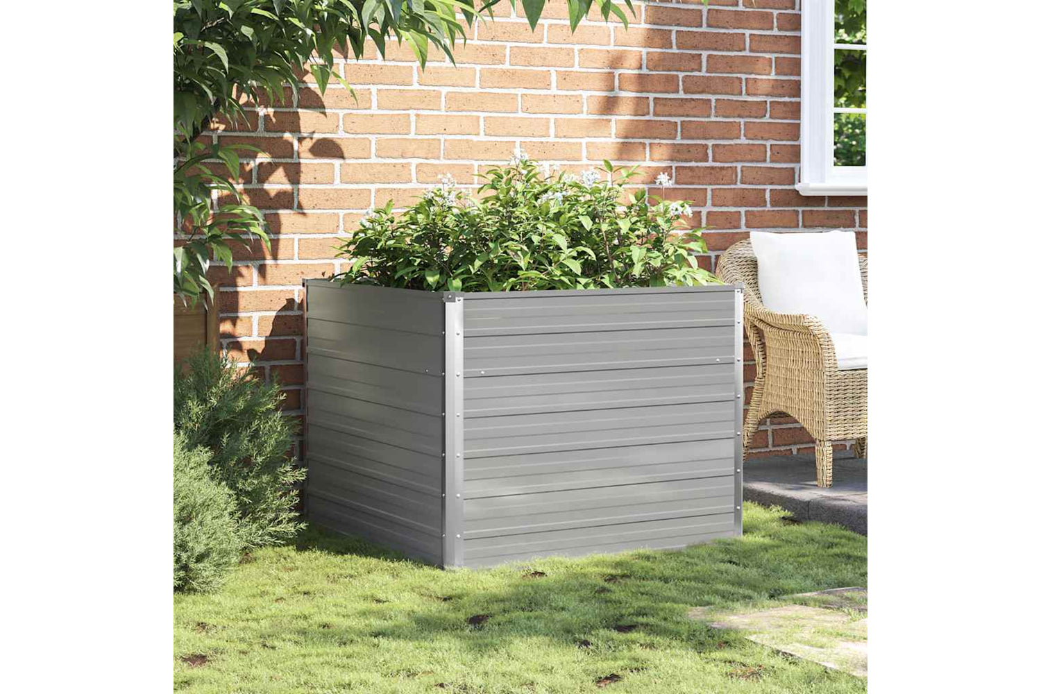 Vidaxl Raised Garden Bed 100x100x77 Cm Galvanised Steel Grey-2