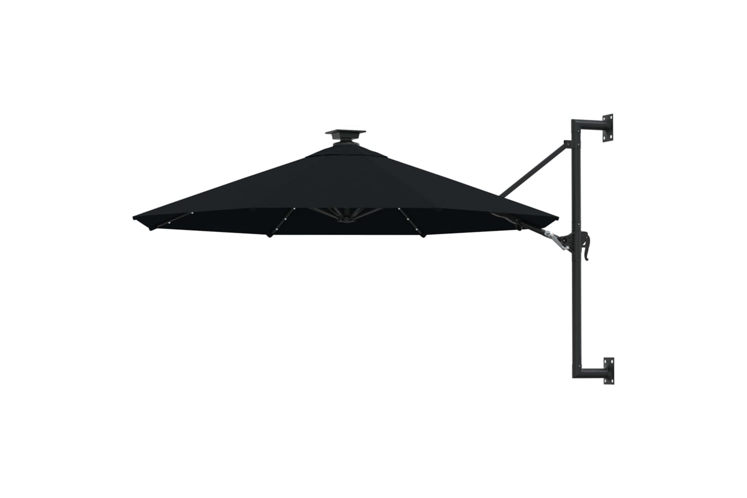 Vidaxl 312528 Wall-mounted Parasol With Leds And Metal Pole 300 Cm Black