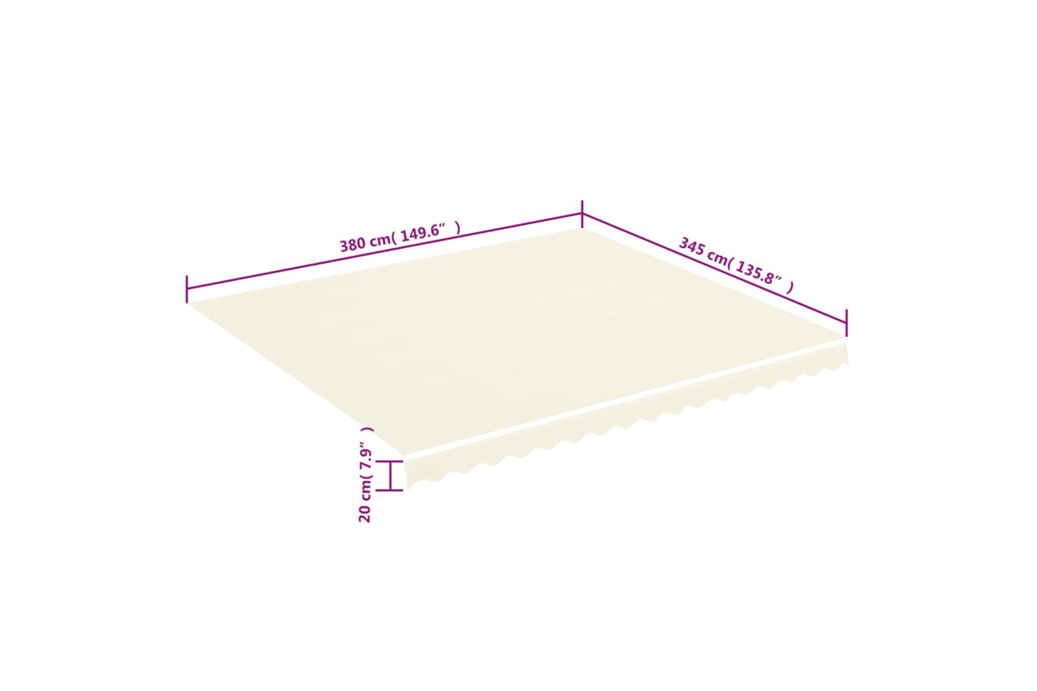Vidaxl Replacement Fabric For Awning Cream 4x3.5 M-5