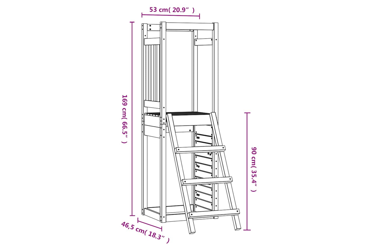 Vidaxl Outdoor Playset 53x46.5x169 Cm Solid Wood Pine-8