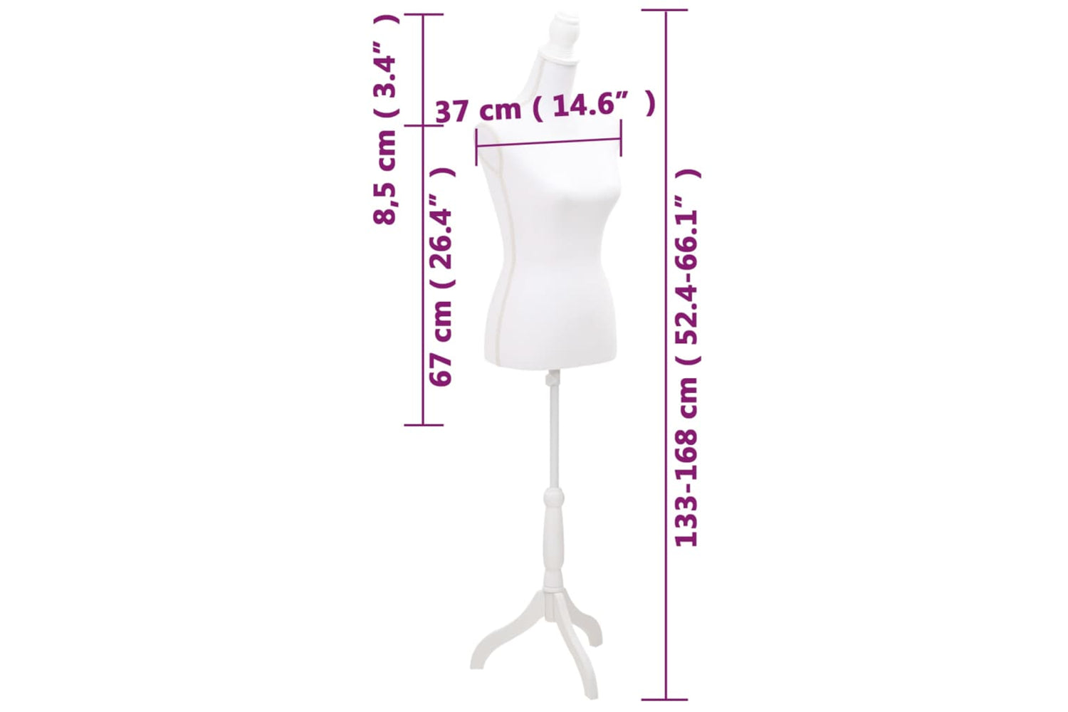 Vidaxl 30022 Ladies Bust Display Bust White-7