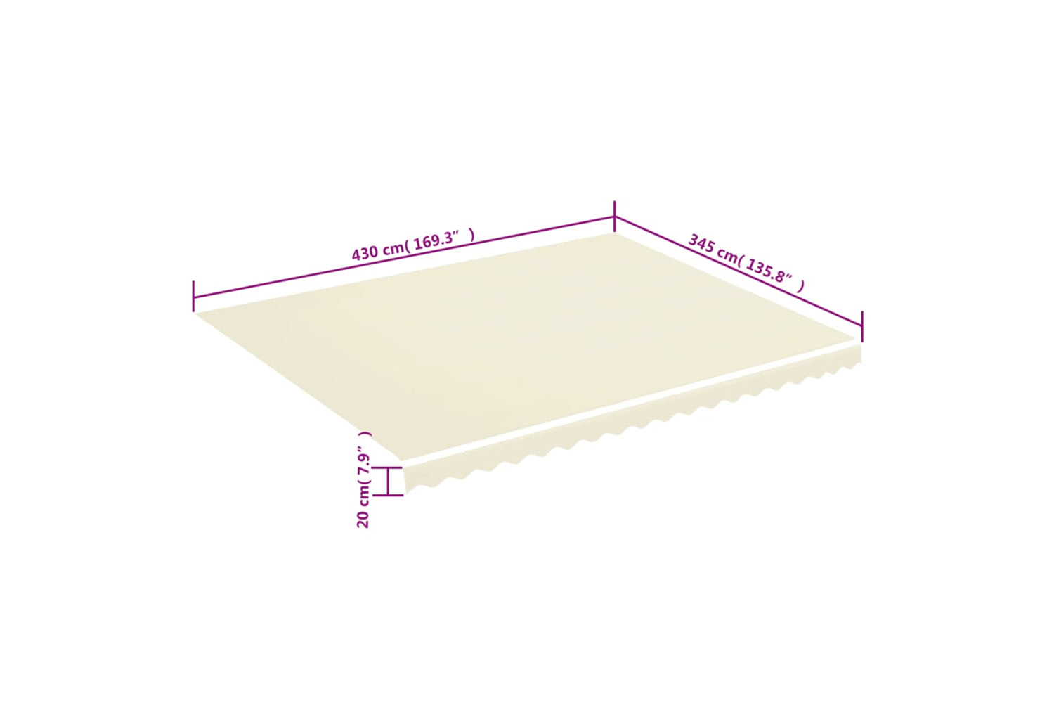 Vidaxl Replacement Fabric For Awning Cream 4.5x3.5 M-5