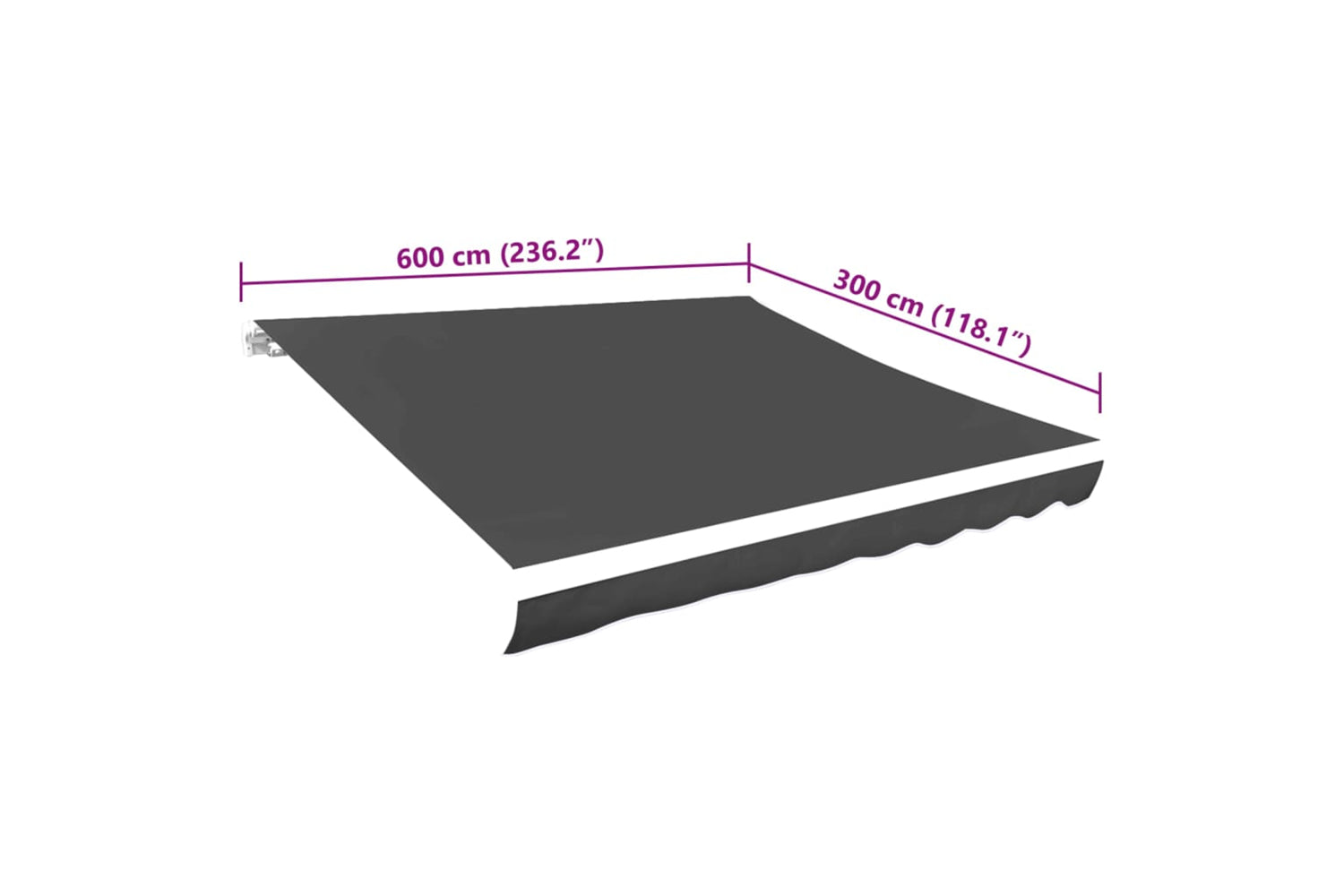vidaXL 143713 Awning Top Sunshade Canvas Anthracite 600x300cm-5