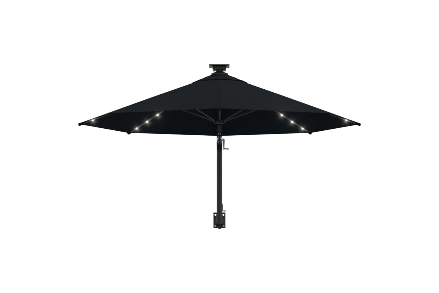 Vidaxl 312528 Wall-mounted Parasol With Leds And Metal Pole 300 Cm Black-4