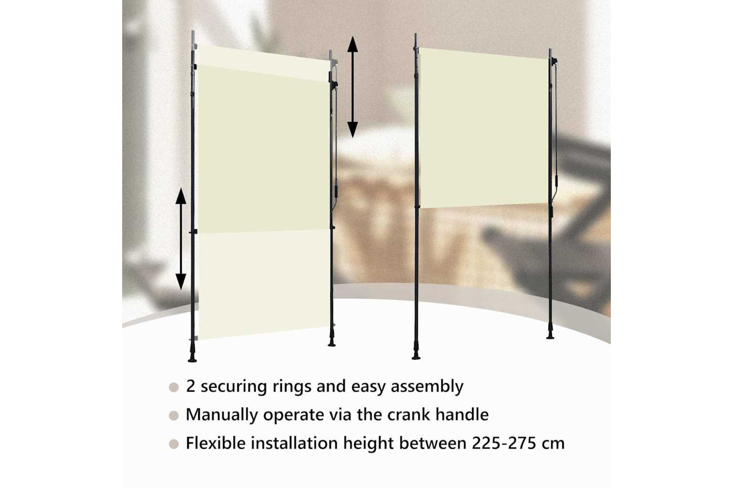 Vidaxl Outdoor Roller Blind 120x270 Cm Cream-9