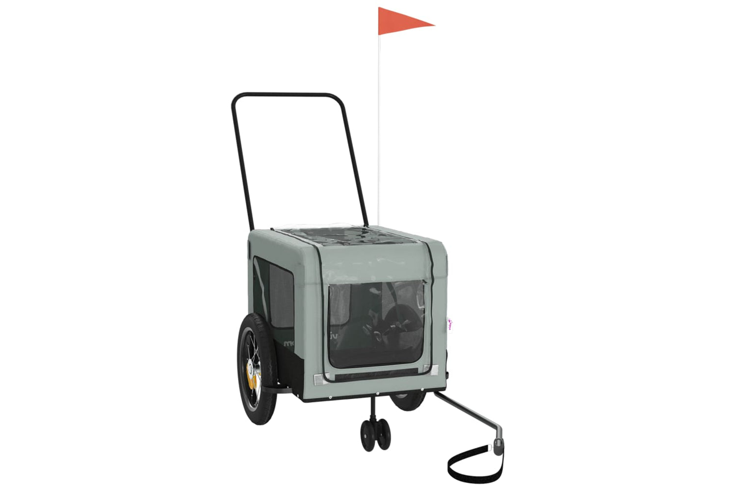 Vidaxl 93930 Pet Bike Trailer Grey And Black Oxford Fabric And Iron-2