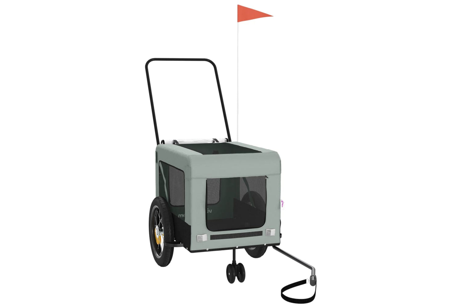 Vidaxl 93930 Pet Bike Trailer Grey And Black Oxford Fabric And Iron-3