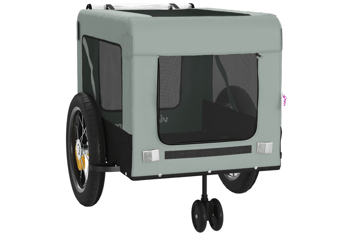 Vidaxl 93930 Pet Bike Trailer Grey And Black Oxford Fabric And Iron-5