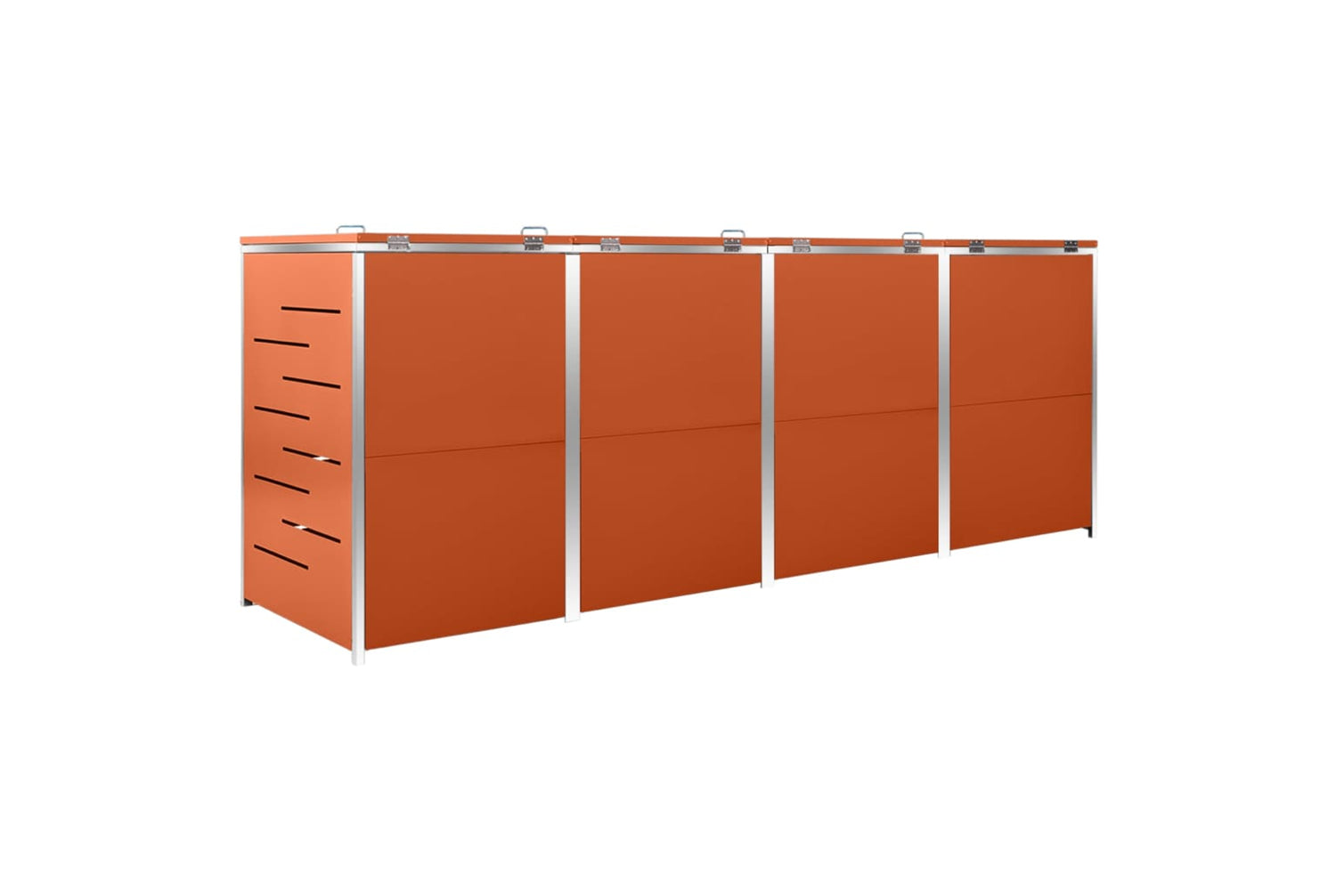 vidaXL Quadruple Wheelie Bin Shed 276.5x77.5x112.5cm Stainless Steel-6