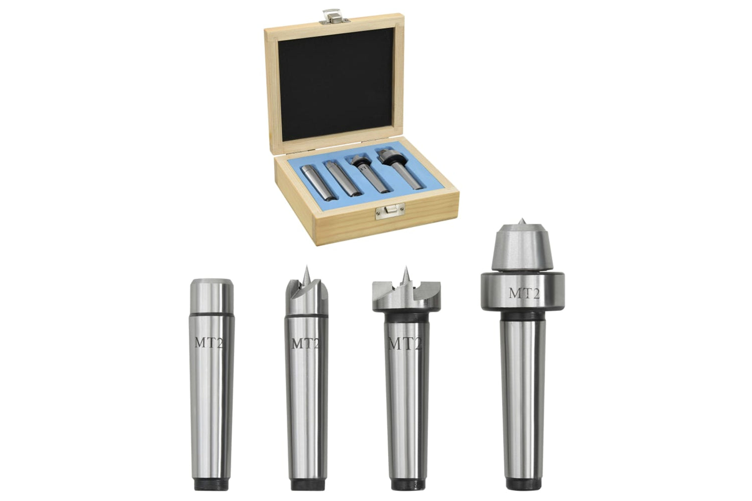 Vidaxl 146687 Wood Lathe Centers 4 Pcs Mt2 Steel