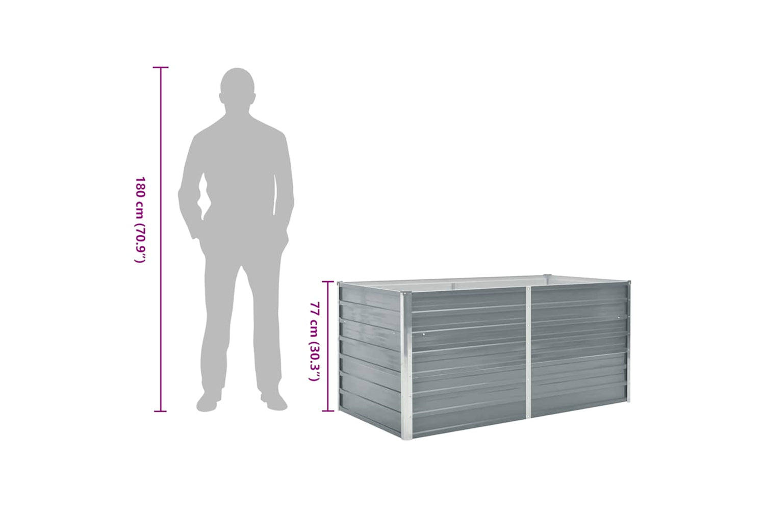 vidaXL 42404 Raised Garden Bed 160x80x77cm Galvanised Steel Grey-7