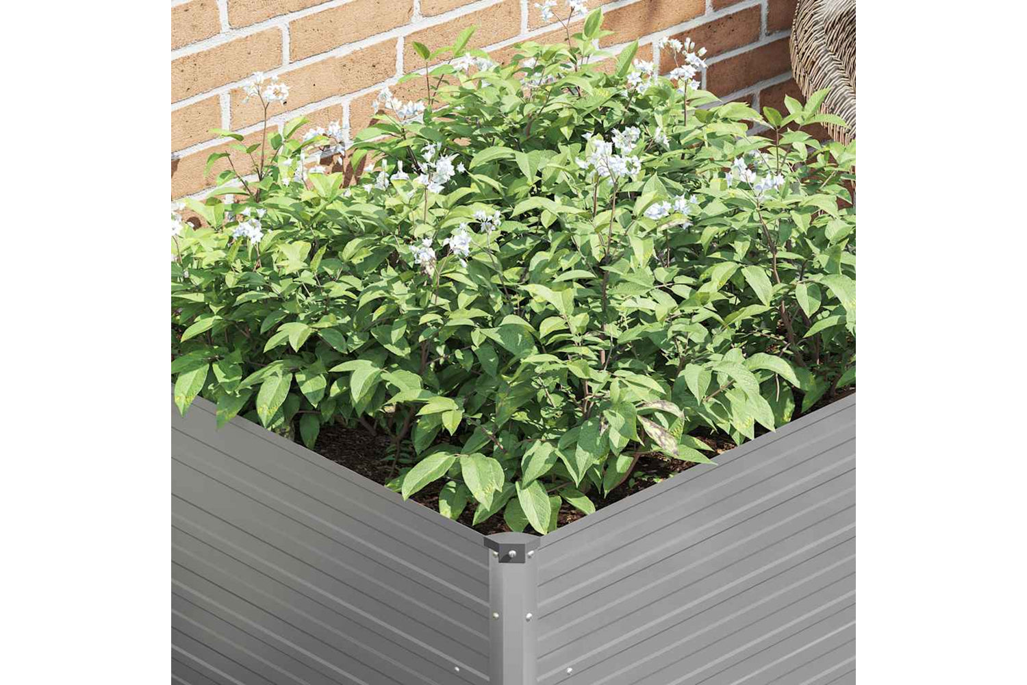 Vidaxl Raised Garden Bed 100x100x77 Cm Galvanised Steel Grey-3