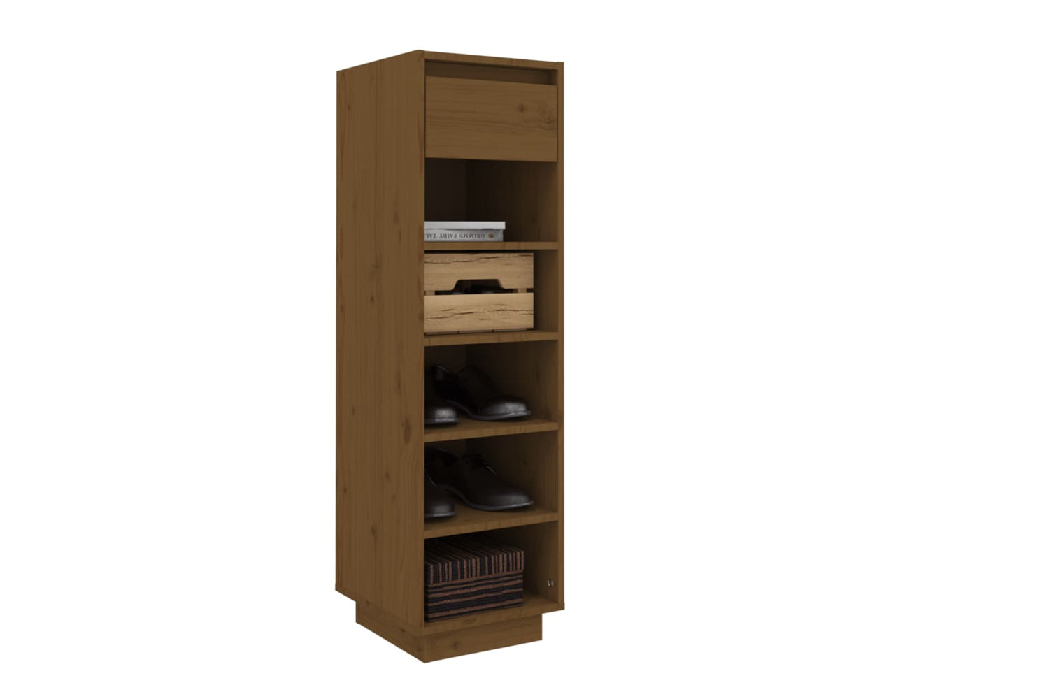 vidaXL Shoe Cabinet Honey Brown 30x34x105cm Solid Wood Pine-6