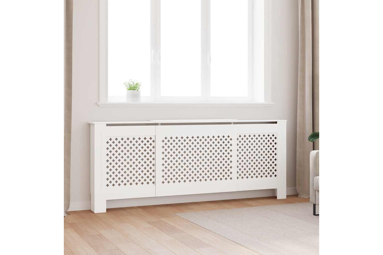 vidaXL Mdf Radiator Cover White 205cm-2